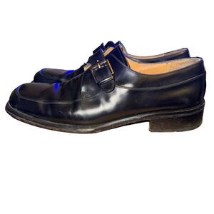 Mezlan Circo Dress Shoes Men's Size 10 M Black Leather Monk Strap Apron Toe